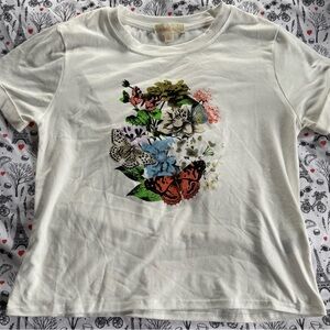 Kids White Floral & Butterfly Graphic Tee